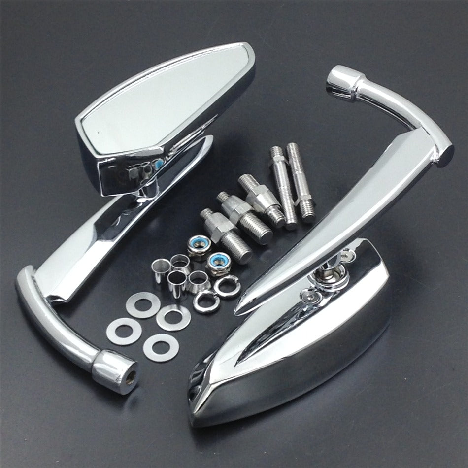 Motorcycle Chromed Spear Blade Mirrors Fit Harley Davidson Sportster Dyna Softail