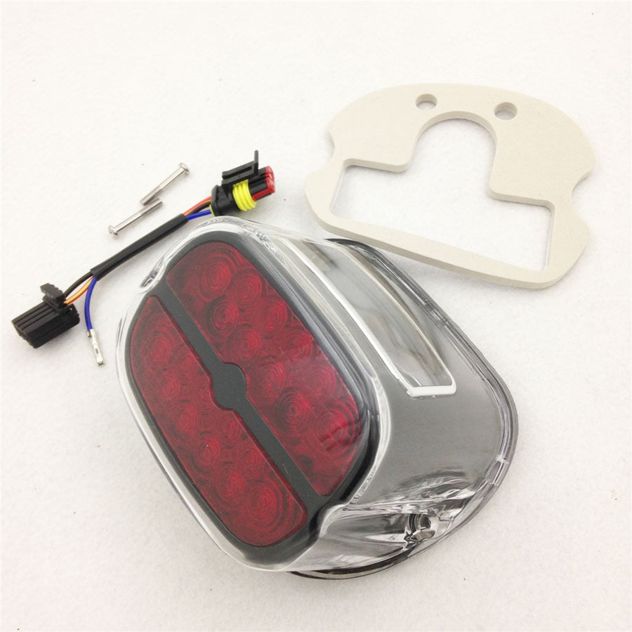 RED Tail Brake Lights For Harley Dyna Sportster XL1200 XL883 Clear Lens