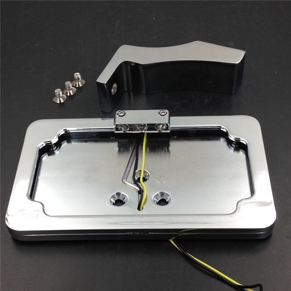 HTT Chrome Side Mounted License Plate Bracket w/ LED Light For Kawasaki Ninja ZX /Suzuki GSXR 600 750 1000 Hayabusa/ Suzuki Katana TL1000