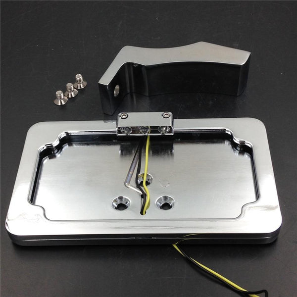 HTT Chrome Side Mounted License Plate Bracket w/ LED Light For Kawasaki Ninja ZX /Suzuki GSXR 600 750 1000 Hayabusa/ Suzuki Katana TL1000