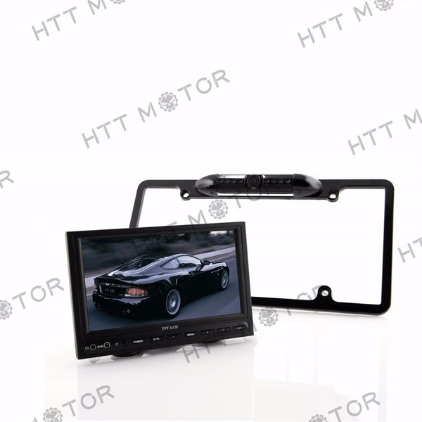 HTTMT- US License Plate Frame Mount Waterproof Night Vision Car Rear View Backup Camera