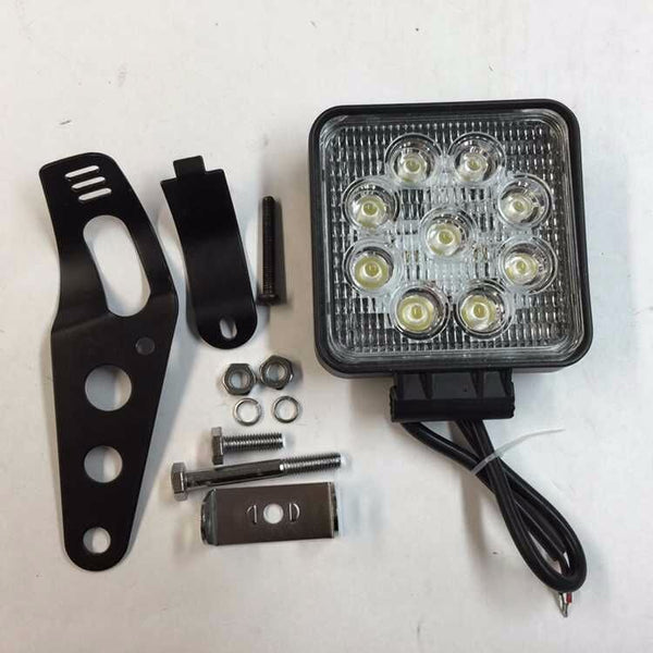 Square 27W Spot LED Off Road Work 9 LED Light Universal Fit Honda, Kawasaki, Suzuki, Yamaha, Triumph, Norton, BSA, Ducati and Harley motorcycles with 34mm-46mm fork tubes