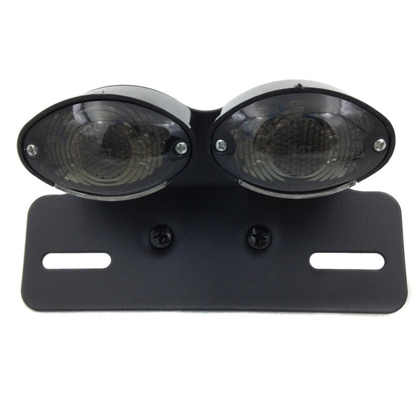 Universal Cat Eye Custom Motorcycle Tail Brake License Plate light BLACK CLEAR