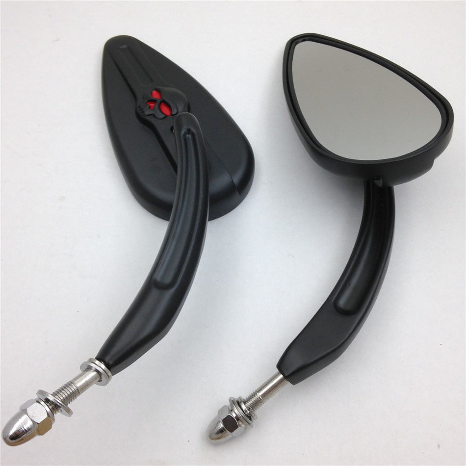 Skull Flame Side Mirrors for 1984-2014 universal to most Harley Dyna Super Glide T Sport FXDXT Black