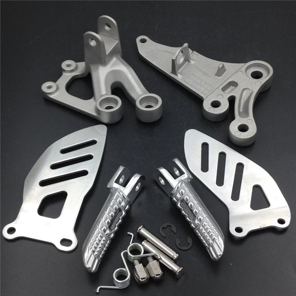 Silver Front Rider Foot Pegs Bracket fit For Suzuki GSXR600 GSXR750 2006-2010