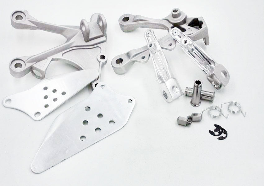 Silver Front Rider Foot Pegs Bracket Fit For Kawasaki Zx6R 2005 2006 2007 2008