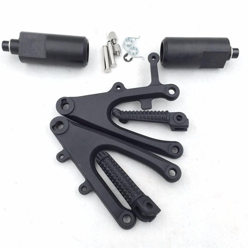 Black Footrest brackets Frame Sliders for 2004 2005 2006 Yamaha YZF R1 YZF-R1