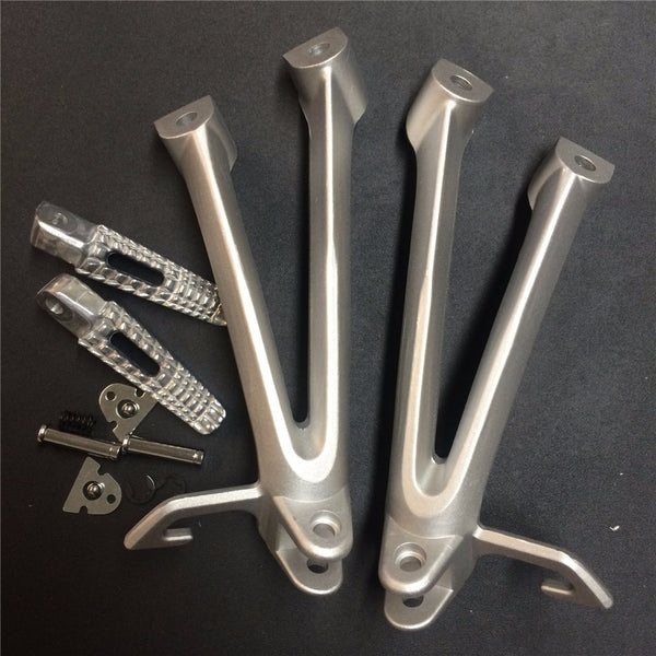 Silver Rear Passenger Foot Pegs Bracket Fit For Suzuki Gsxr600 Gsxr750 2006 2007