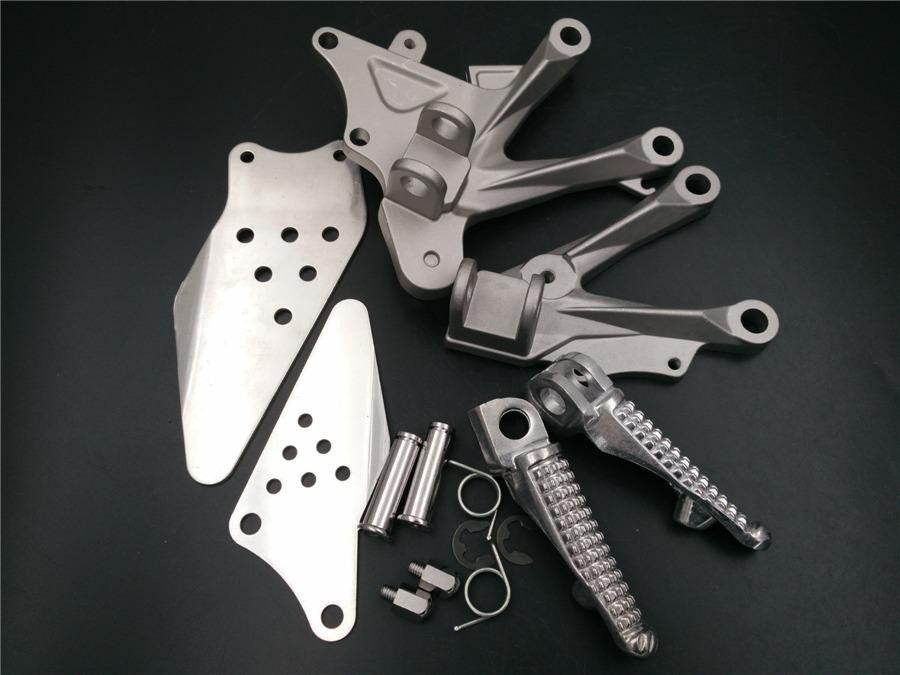 Front Rider Foot Rest Pegs Brackets For 2006 2007 2008 2009 2010 Kawasaki ZX-10R Silver