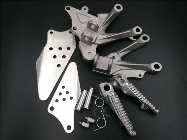 Front Rider Foot Rest Pegs Brackets For 2006 2007 2008 2009 2010 Kawasaki ZX-10R Silver