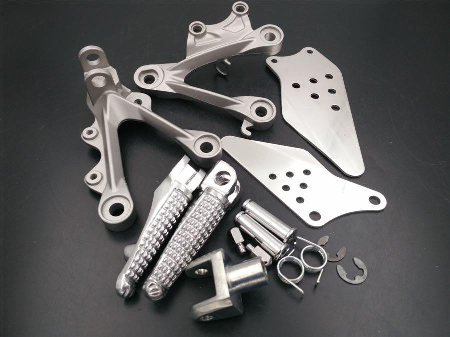 Front Rider Foot Rest Pegs Brackets For 2009 2010 2011 Kawasaki ZX-6R Silver