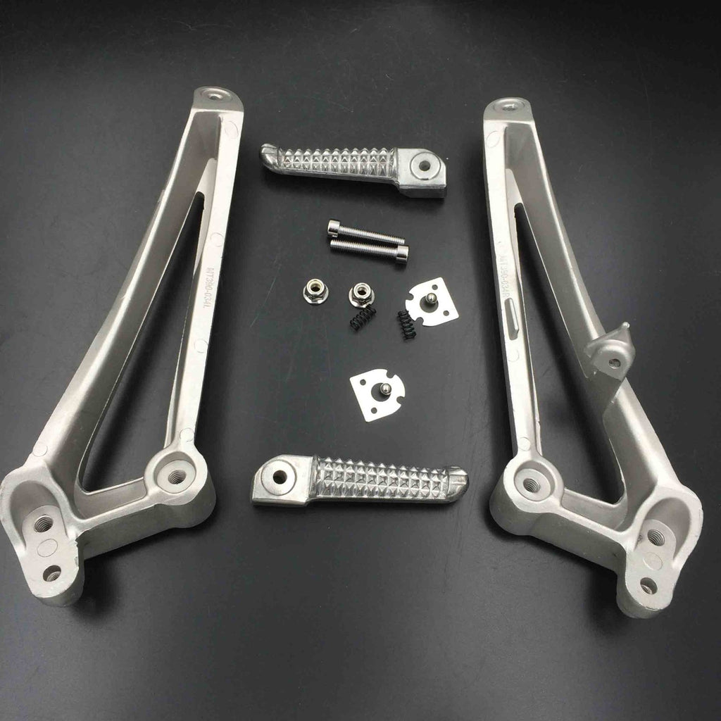 HTT Motorcycle Silver Rear Footrest Foot Pegs Brackets For 2009 2010 2011 Yamaha YZF-R1