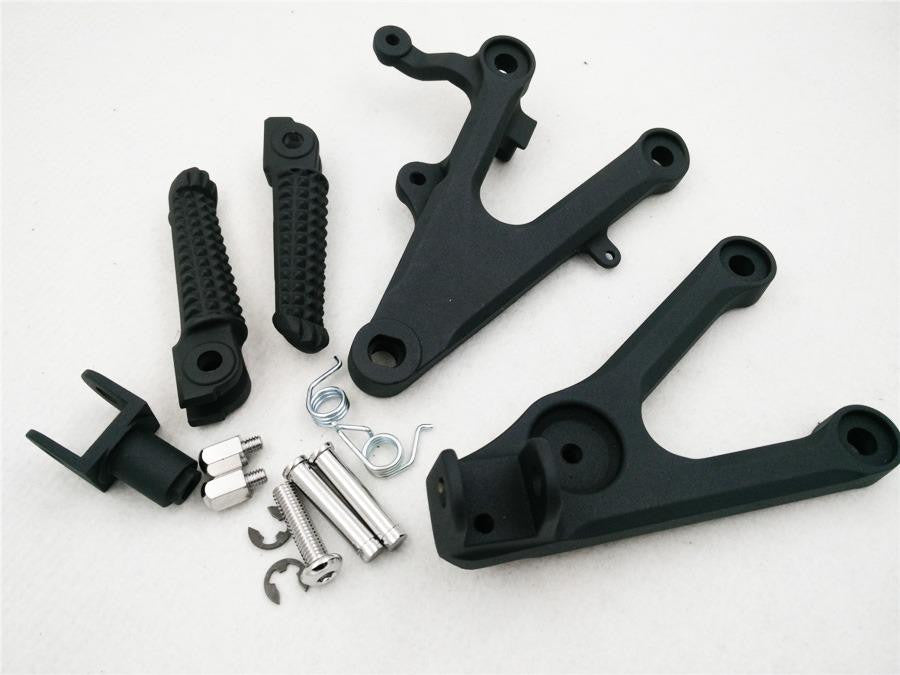 Front Rider Foot Rest Pegs Brackets For 2003-2010 Yamaha R6 BLACK