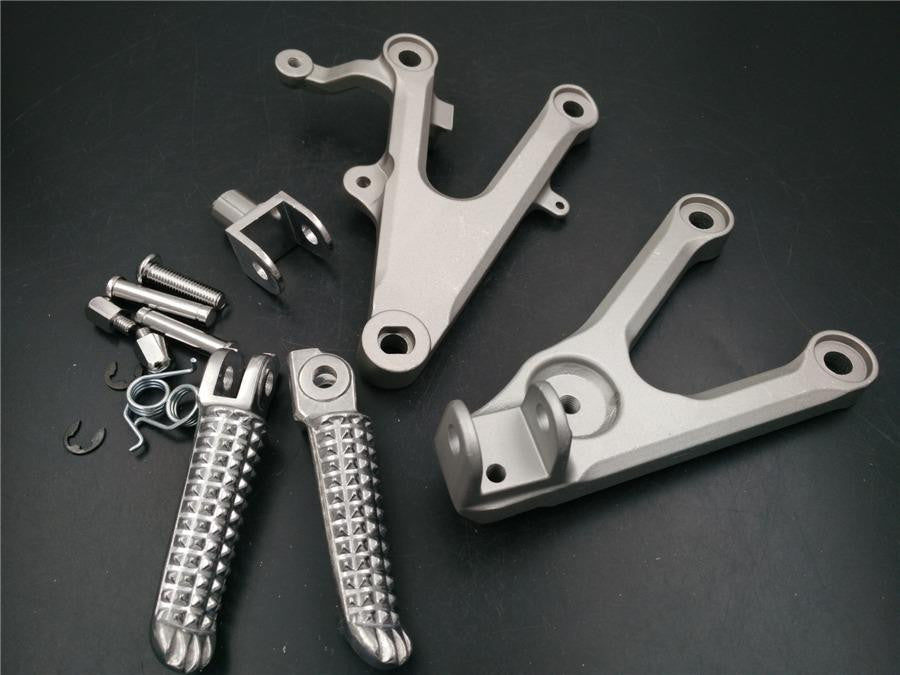 Front Rider Foot Rest Pegs Brackets For 2003-2010 Yamaha R6 Silver
