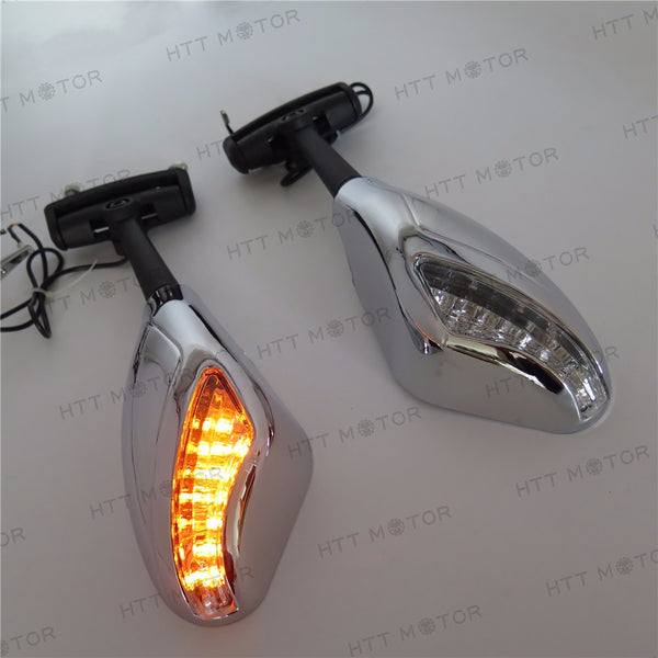 HTTMT- Chrome Led Lights Mirror For Ninja 500 636 Zx6Rr Zx750 Zx7R Zx9R Z750S 250R - HTT Motor