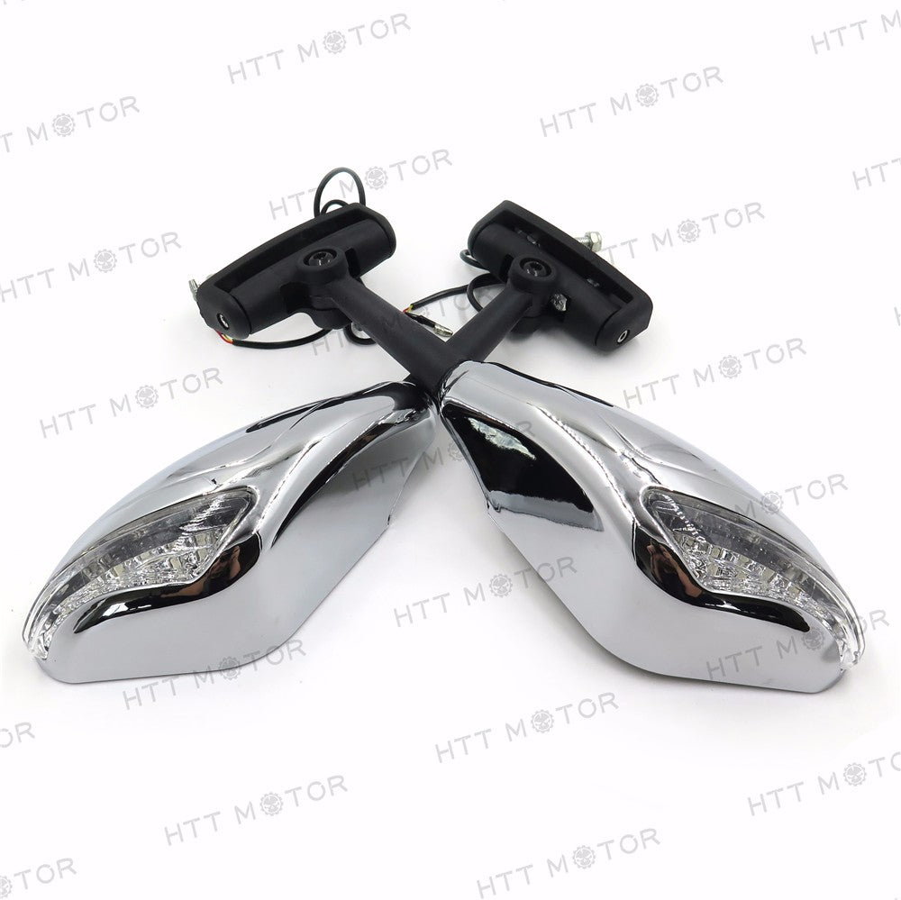 HTTMT- Yellow Led Lights Mirror For Suzuki Gsxr 600 750 1000 Hayabusa Sv650S Tl1000R Cd - HTT Motor