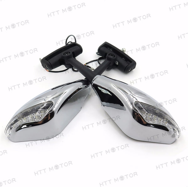 HTTMT- Yellow Led Lights Mirror For Suzuki Gsxr 600 750 1000 Hayabusa Sv650S Tl1000R Cd - HTT Motor