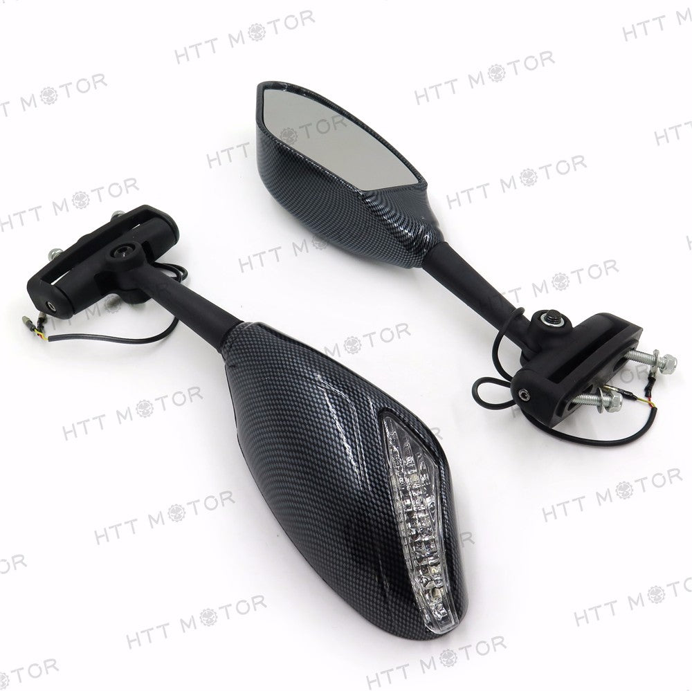 HTTMT- Yellow Led Lights Mirror For Ninja 500 636 Zx6Rr Zx750 Zx7R Zx9R Z750S 250R Cn - HTT Motor