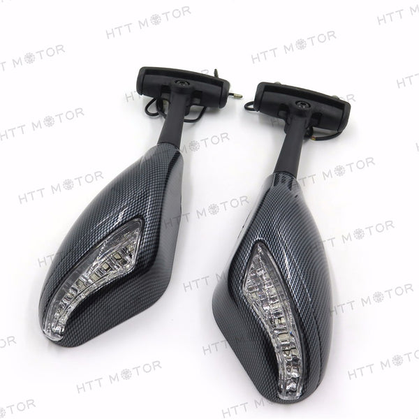 HTTMT- Yellow Led Lights Mirror For Suzuki Gsxr 600 750 1000 Hayabusa Sv650S Tl1000R Cn - HTT Motor