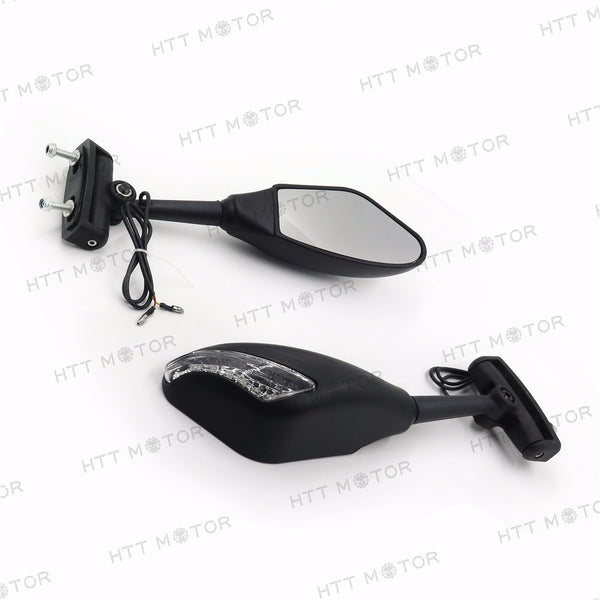 HTTMT- Yellow LED lights Turn Signal Mirror for Triumph Daytona 675R 600 650 Trophy NEW Matte Black - HTT Motor