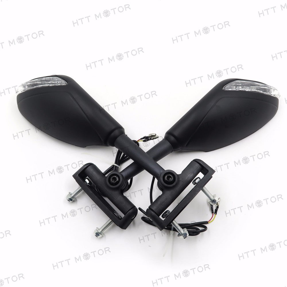 HTTMT- NEW Turn Signal Yellow LED lights Mirrors for Honda CBR Suzuki GSXR TL1000R Matte Black