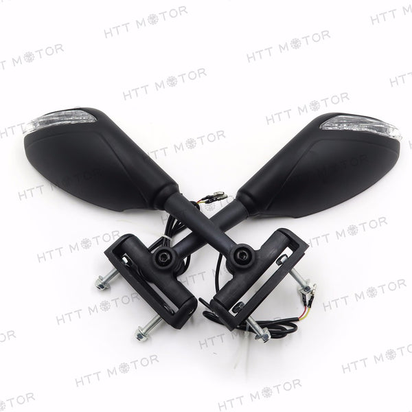 HTTMT- NEW Turn Signal Yellow LED lights Mirrors for Honda CBR Suzuki GSXR TL1000R Matte Black