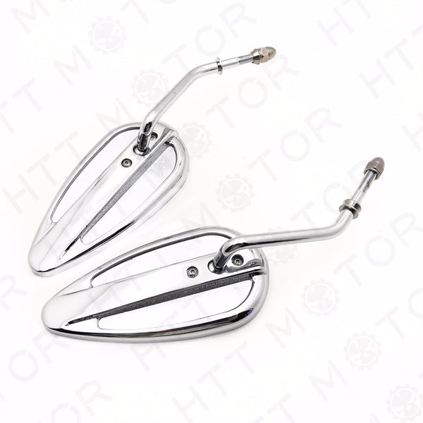 Pair Chrome Teardrop Racing Mirrors For Harley 1982-2017 Street Bob Fat Bob