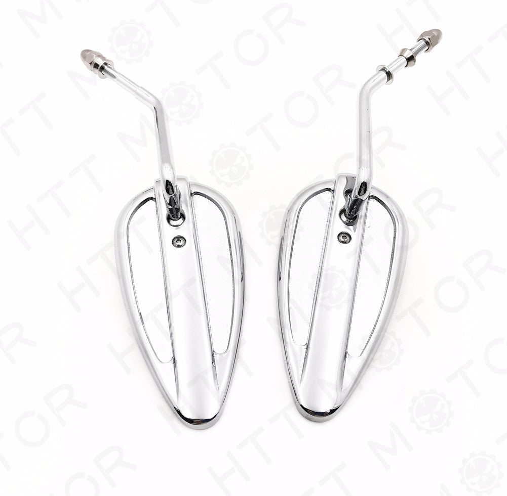 Pair Chrome Teardrop Racing Mirrors For Harley Street Glide Road Glide