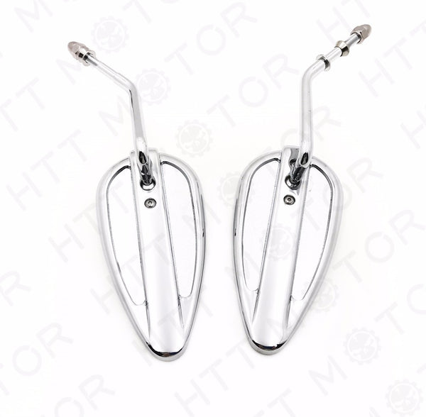 Pair Chrome Teardrop Racing Mirrors For Harley Street Glide Road Glide