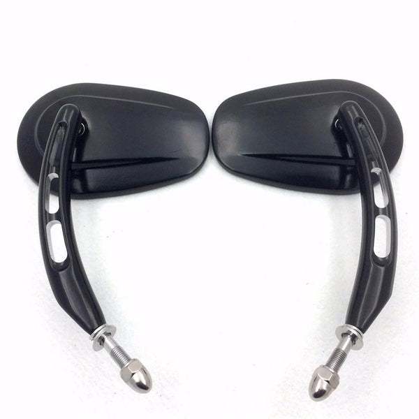 HTT Motorcycle Black Big Side Mirrors with Hollow-out Stem For 1982-later universal to most Harley Dyna Super Glide Convertible FXDS CONV