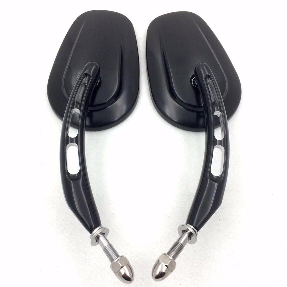 HTT Motorcycle Black Big Side Mirrors with Hollow-out Stem For 1982-later Harley Night Train FXSTB Springer Softail FXSTS Sportster 1200 XLH1200