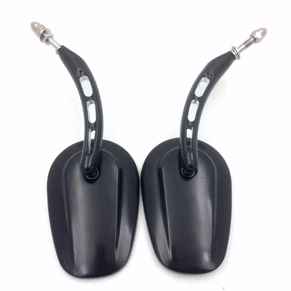 HTT Motorcycle Black Big Side Mirrors with Hollow-out Stem For 1982-later Harley Dyna Super Glide T Sport FXDXT Black
