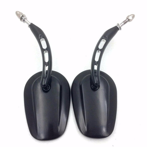 HTT Motorcycle Black Big Side Mirrors with Hollow-out Stem For 1982-later Harley Dyna Super Glide T Sport FXDXT Black