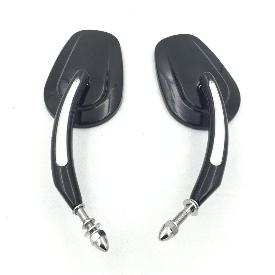 HTT Motorcycle Black Skull Side Mirrors For Harley Davidson All Models Softail Touring Street S Series Sporster Dyna CVO Trike (except 2014-later FLHTKSE FLHRSE6 FLHR FLHRC XL1200X)