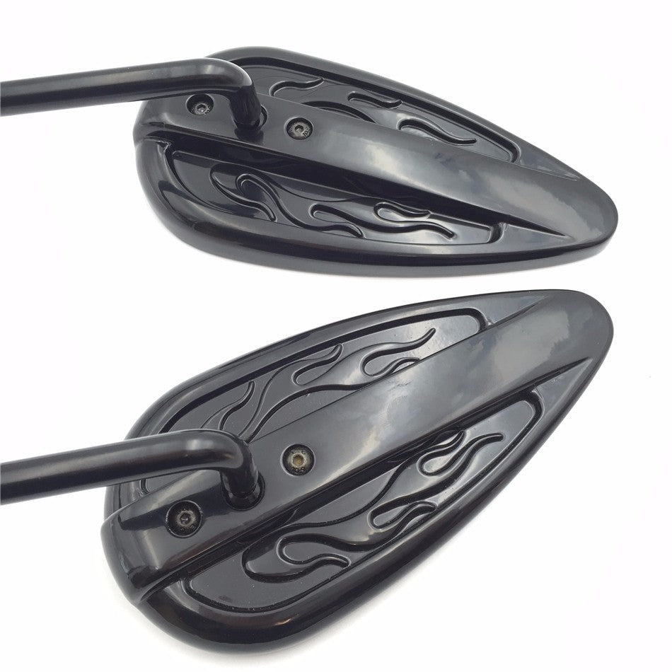 HTT Motorcycle No Logo Black Aluminum Teardrop Mirror For Harley Fat Bob Fxef Low Rider Fxsb Glide Fxwg
