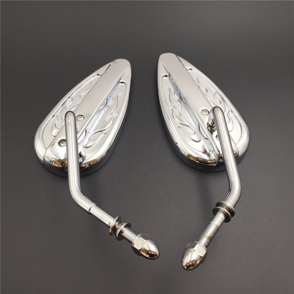 HTT Motorcycle No Logo Custom Tailfin Mirrors Fit Harley CVO Road King Softail Street Glide Fat Chromed