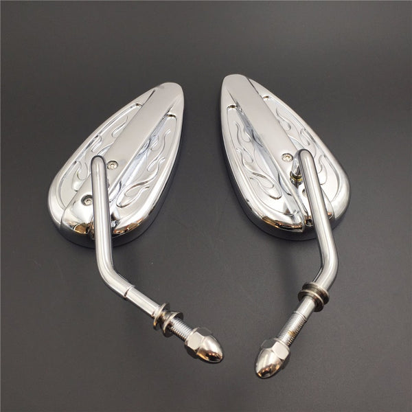 HTT Motorcycle No Logo Custom Tailfin Mirrors Fit Harley CVO Road King Softail Street Glide Fat Chromed