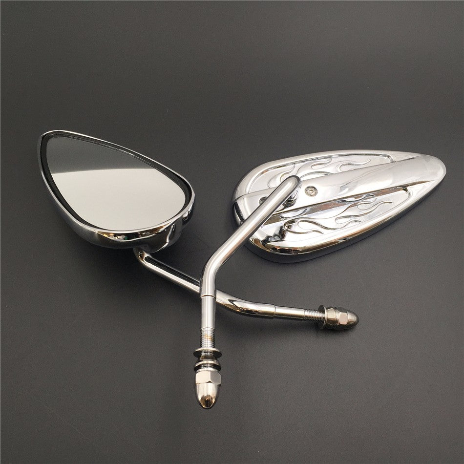 HTT Motorcycle No Logo Chromed Aluminum Teardrop Mirror For Harley Fat Bob Touring Tour Glide Ultra Classic EFI FLTCUI bike