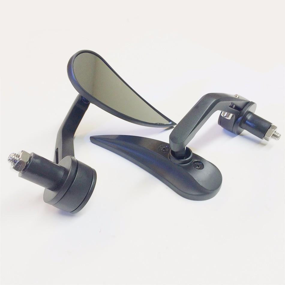 Black Raindrop Shape Mirrors fit Honda Suzuki Kawasaki Yamaha Harley for any 7/8" or 1" diameter handle See description for detail