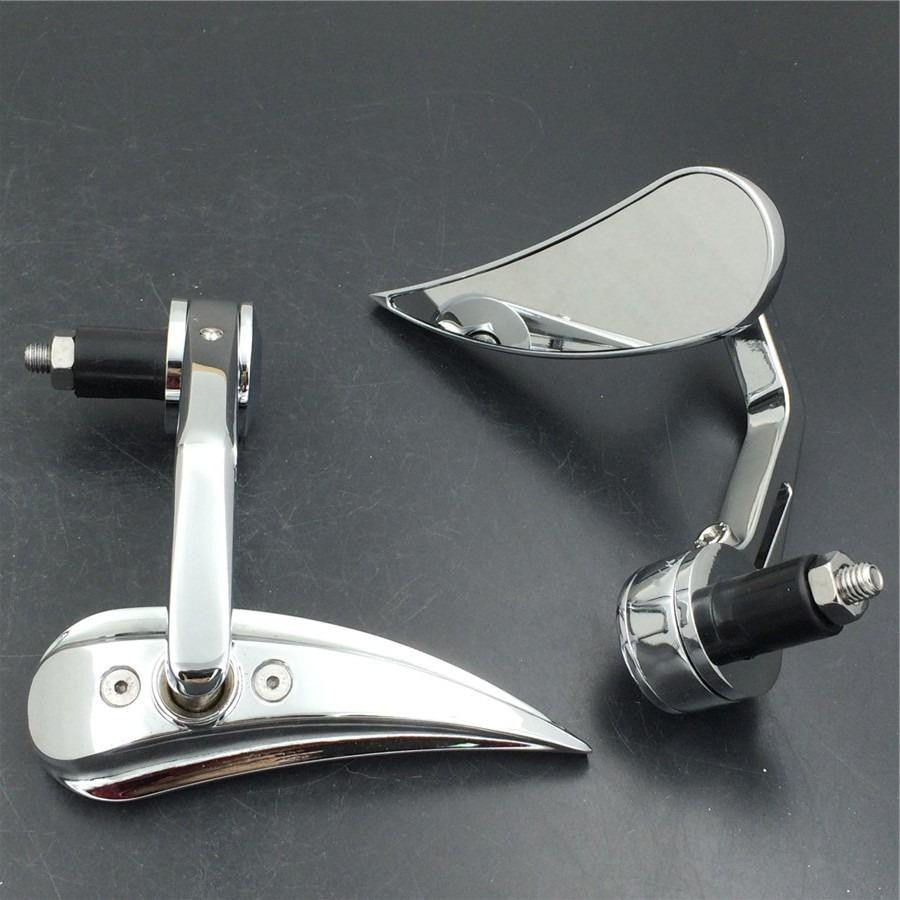 Chromed mirror fit Honda/Suzuki/Kawasaki/Yamaha/Harley for any 7/8" or 1" diameter handle