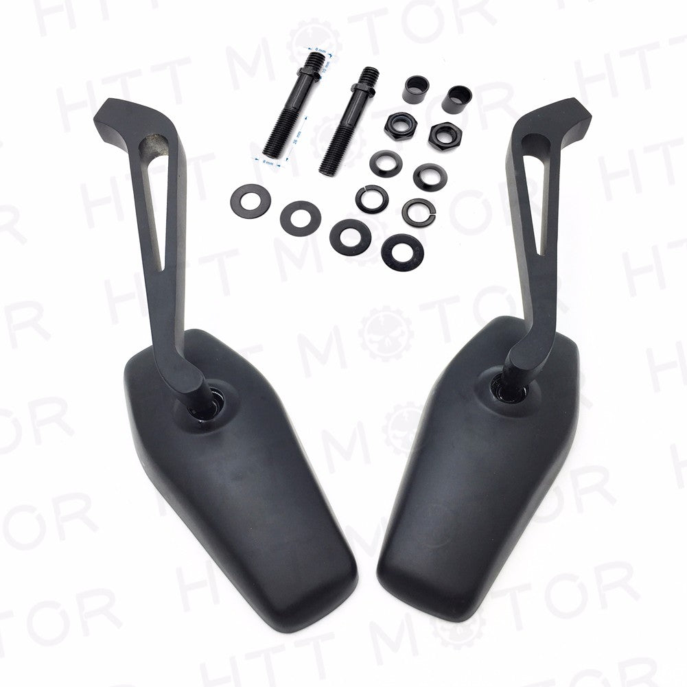 HTT- ALUMINUM MOTORCYCLE REAR VIEW SIDE MIRRORS FOR HARLEY CRUSIER CHOPPER BIKE BLACK