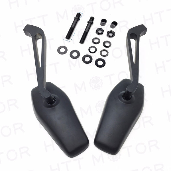 HTT- ALUMINUM MOTORCYCLE REAR VIEW SIDE MIRRORS FOR HARLEY CRUSIER CHOPPER BIKE BLACK