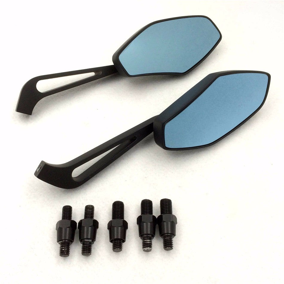HTT Motorcycle Black mirrors Fit most motorcycle with 8mm or 10mm clockwise Honda Suzuki Kawasaki Yamaha Harley handlebar mount