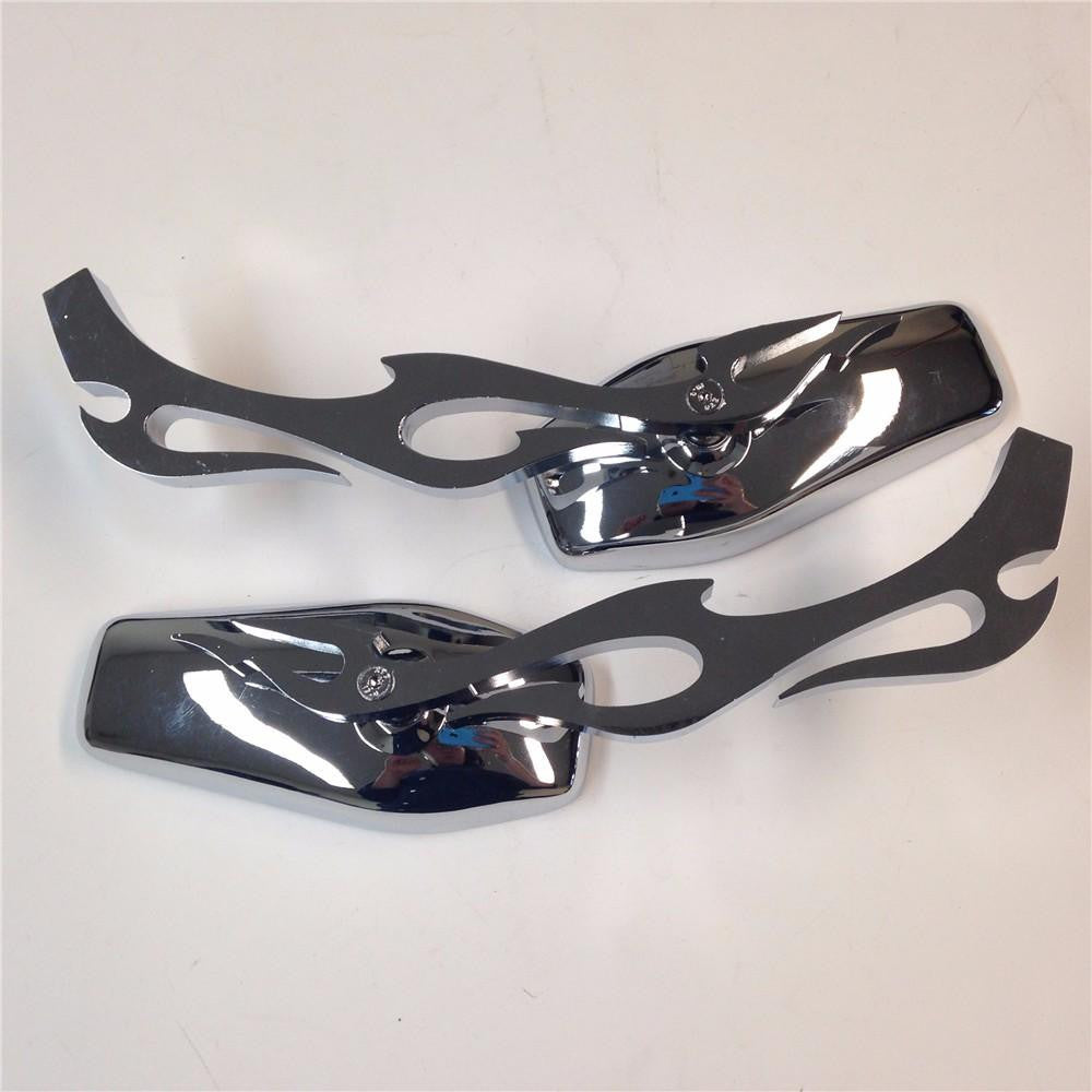 HTT Custom Chrome Mirrors Fire/Flame Stem Fit all Yamaha Cruiser Bikes models including Royal Star/Stratoliner/Roadliner/Road Star/V-star/Warrior/V-Max/Virago and more