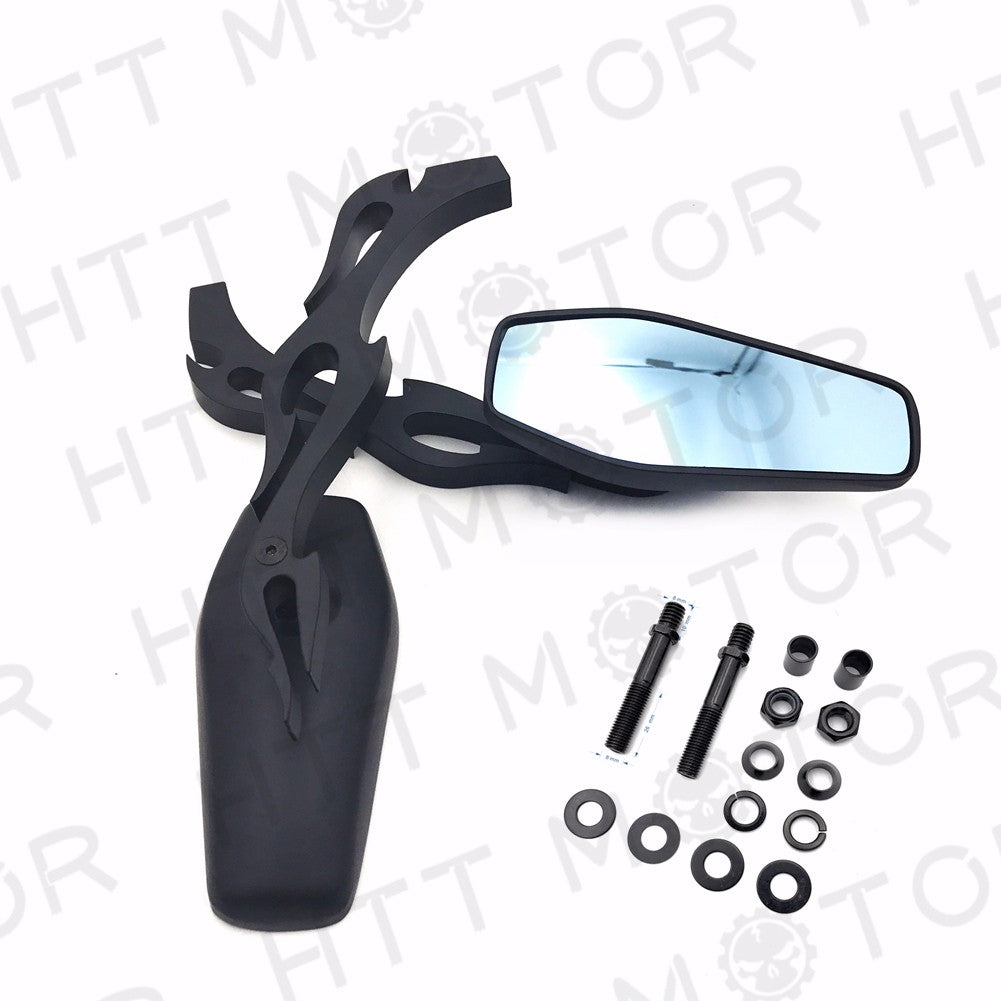 HTT- BLACK TAPERED TEARDROP REARVIEW SHORT STEM MIRRORS FOR HARLEY MOTORCYCLE CRUISER