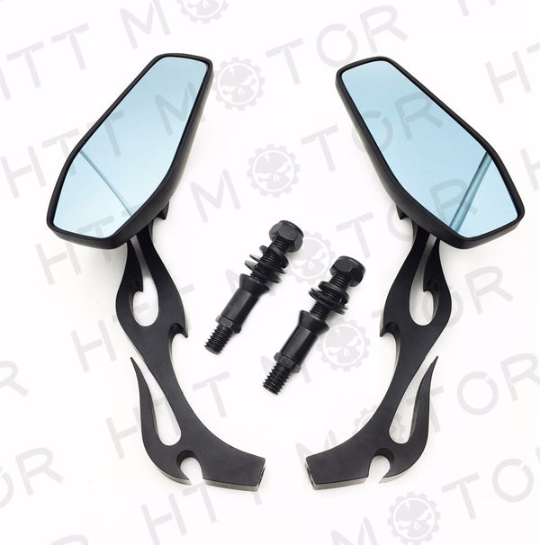 HTT- BLACK ALUMINUM MOTORCYCLE REAR VIEW SIDE MIRRORS FOR HARLEY CRUSIER CHOPPER BIKE
