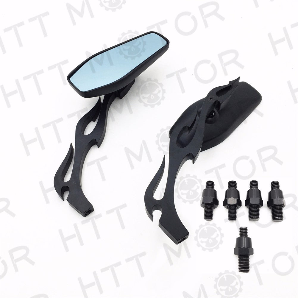 HTT- Universal Motorcycle Rearview Mirrors Rear View Mirror Pair 8MM 10MM - Black