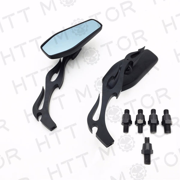 HTT- Universal Motorcycle Rearview Mirrors Rear View Mirror Pair 8MM 10MM - Black