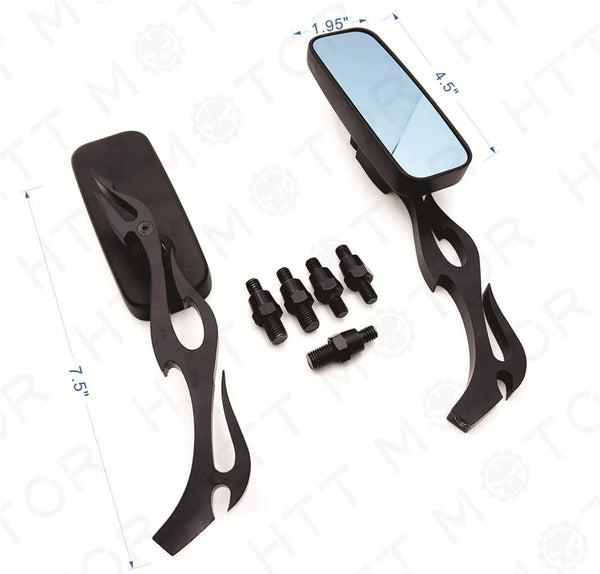 8mm Anti Glare Blue Glass Rearview Mirror for Harley Dyna Touring Motorcycle Bikes