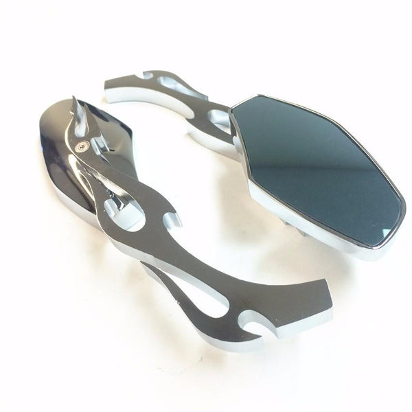 Chrome motorcycle mirrors with Fire Flame Bar Fit Honda CBR600 600RR 900RR 929RR 954RR 1000RR RC51 Kawasaki Ninja 500 ZZR600 ZX6R/636/ZX6RR ZX750/ZX7/ZX7R ZX9/ZX9R